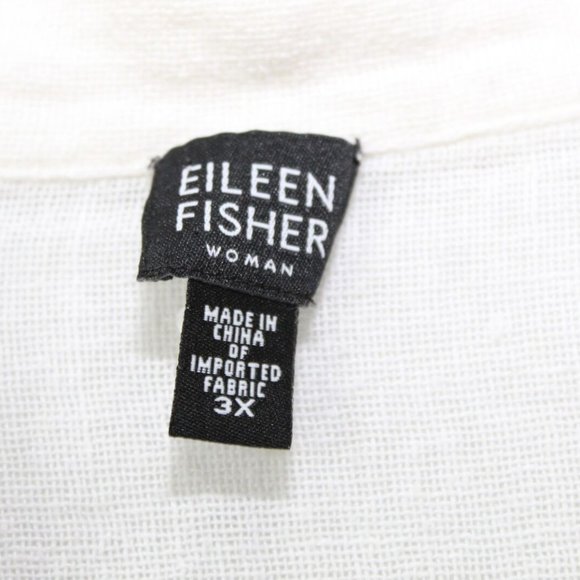 Eileen Fisher Women Linen Button Up Shirt Ivory Sheer Women's Size 3X H13692 - Picture 2 of 6